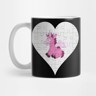 Jigsaw  Unicorn Heart Design - Mythical Creature Unicorn Mug